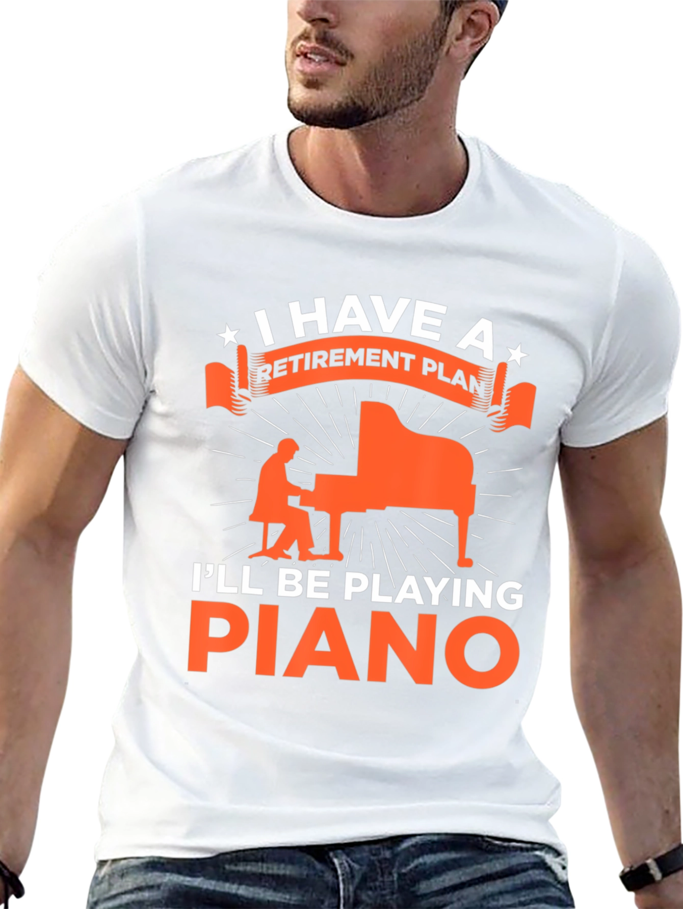 Retirement Plan Piano Player Graphic T-Shirt