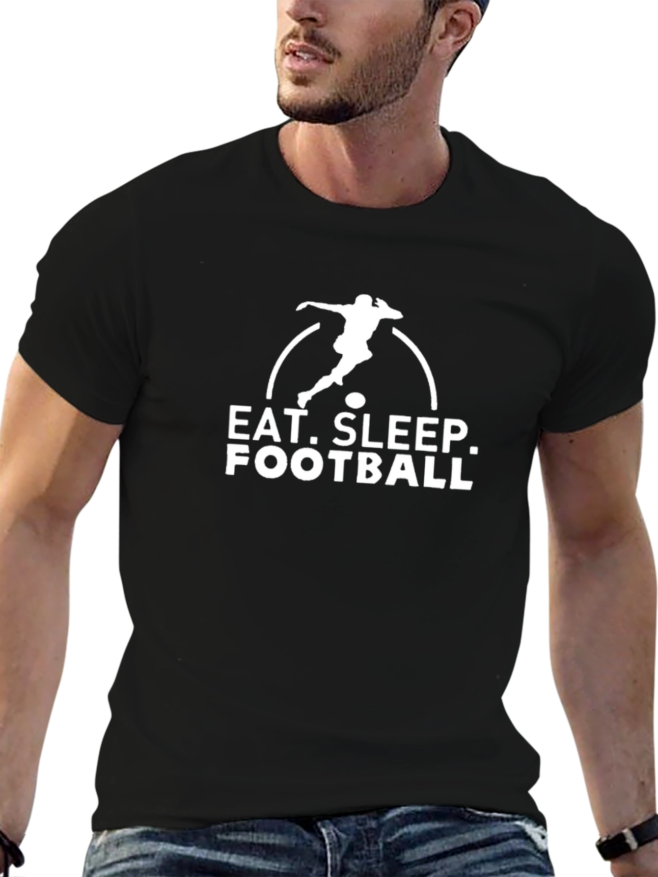 Eat Sleep Football Black T-Shirt