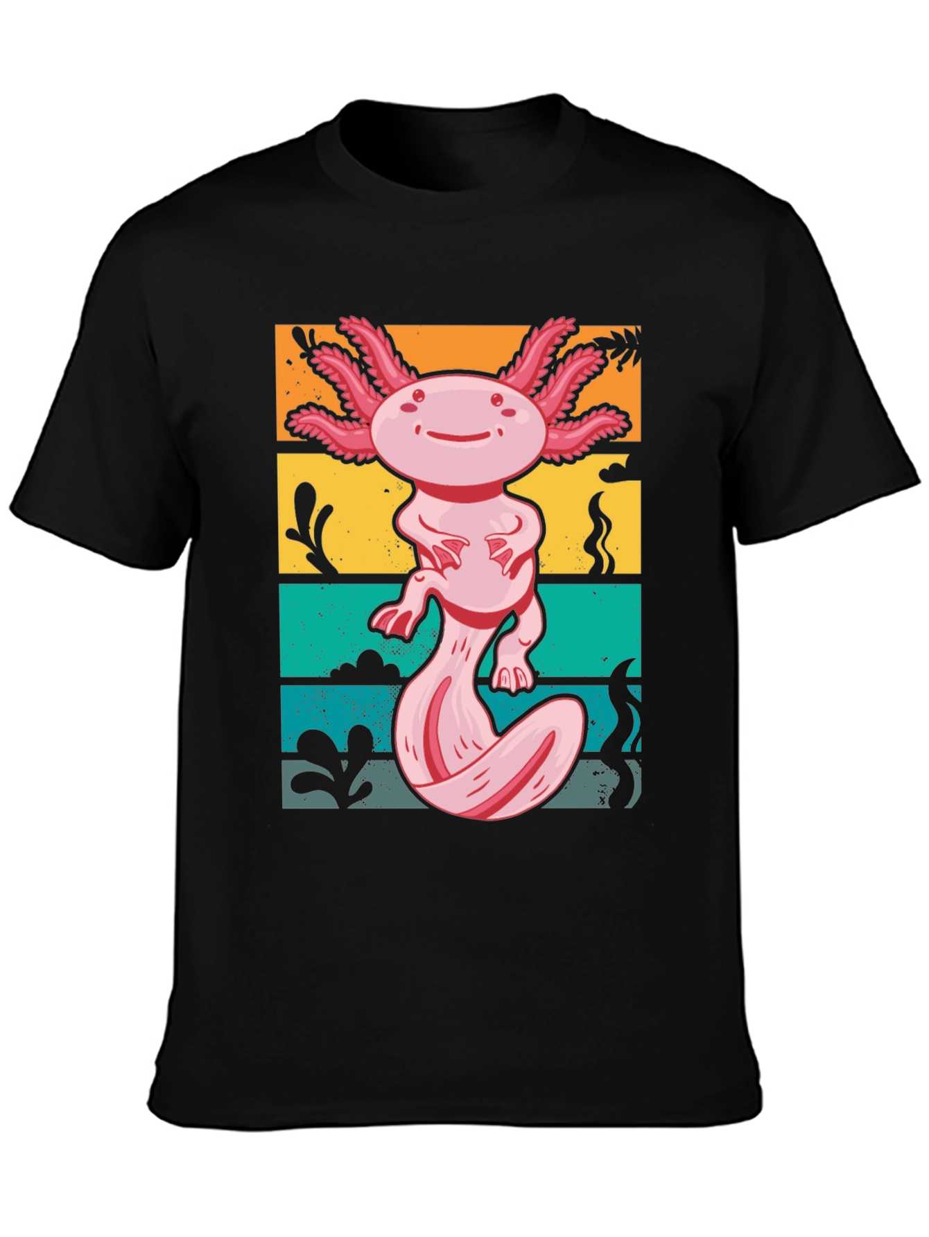 Axolotl Retro Graphic Tee - Mens Black T-Shirt