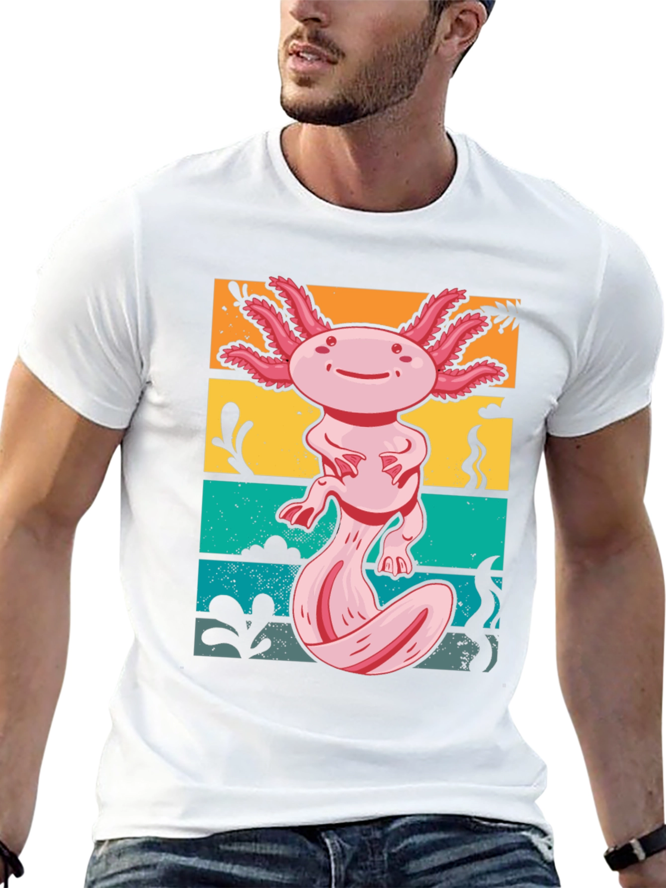 Axolotl Retro Graphic Tee - Mens Black T-Shirt