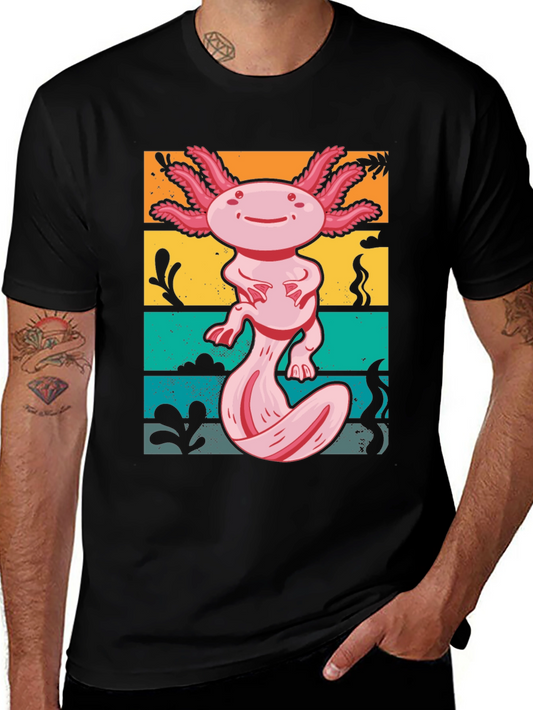 Axolotl Retro Graphic Tee - Mens Black T-Shirt