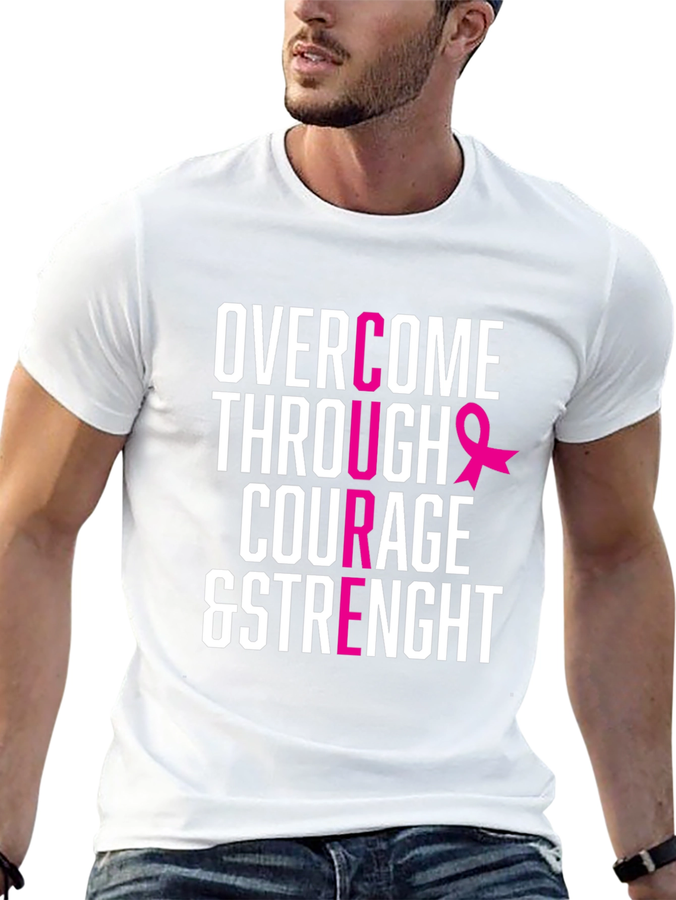 Courage & Strength Breast Cancer Awareness T-Shirt
