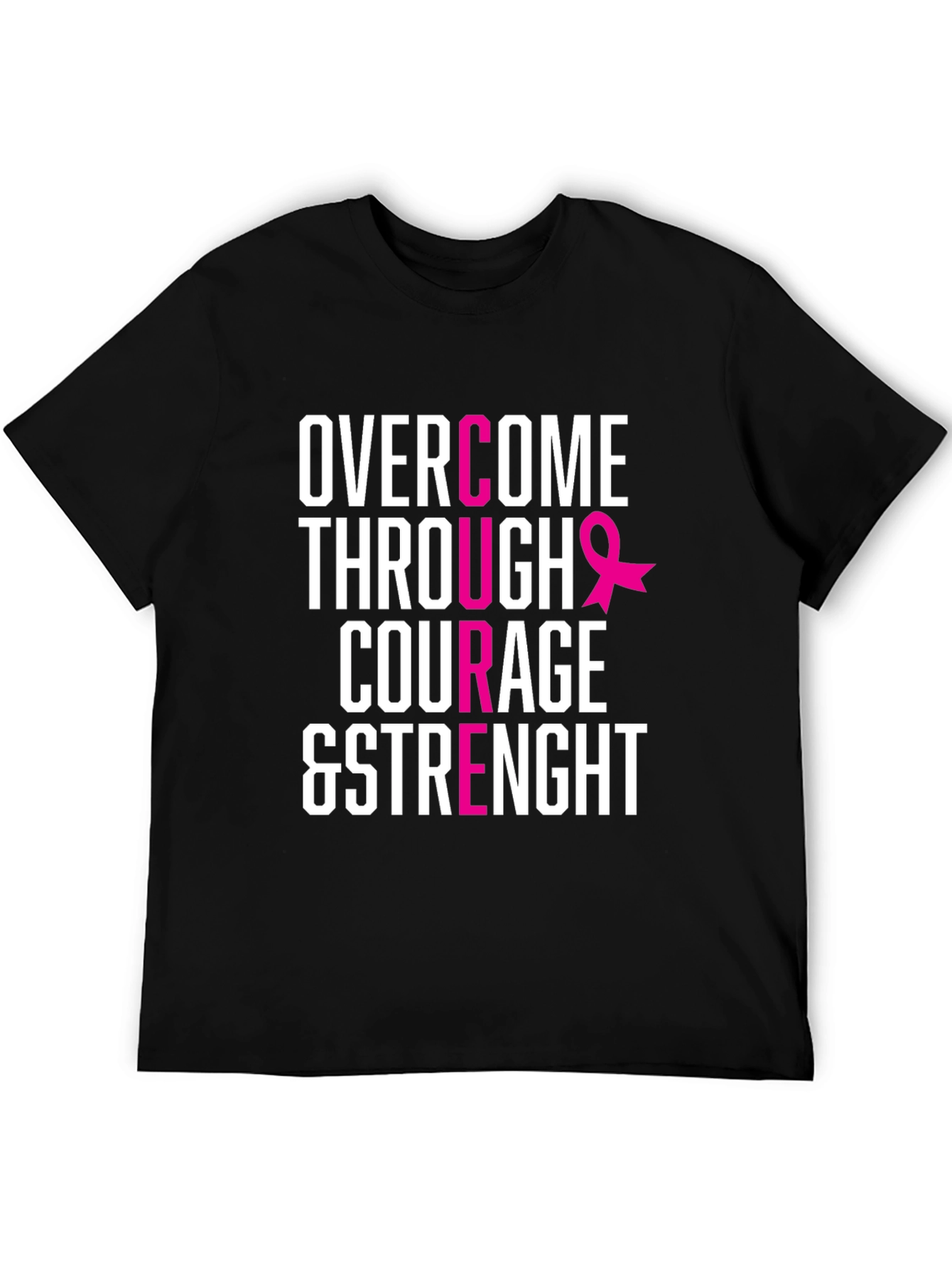 Courage & Strength Breast Cancer Awareness T-Shirt