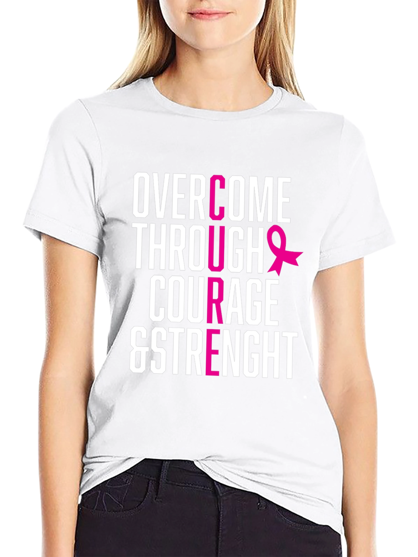 Courage & Strength Breast Cancer Awareness T-Shirt