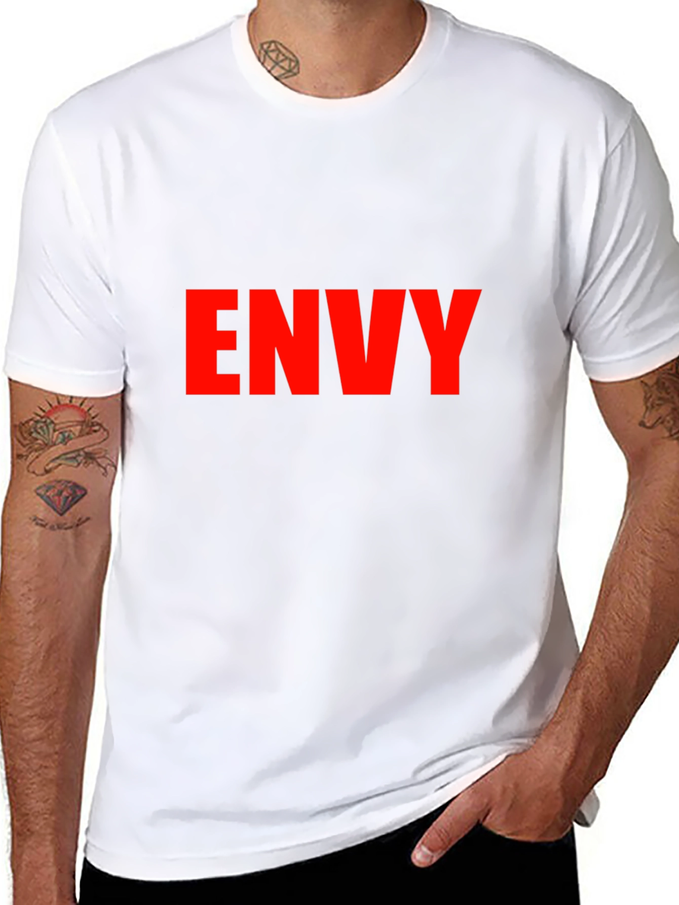 Envy Graphic Tee - Bold Red Text on Black