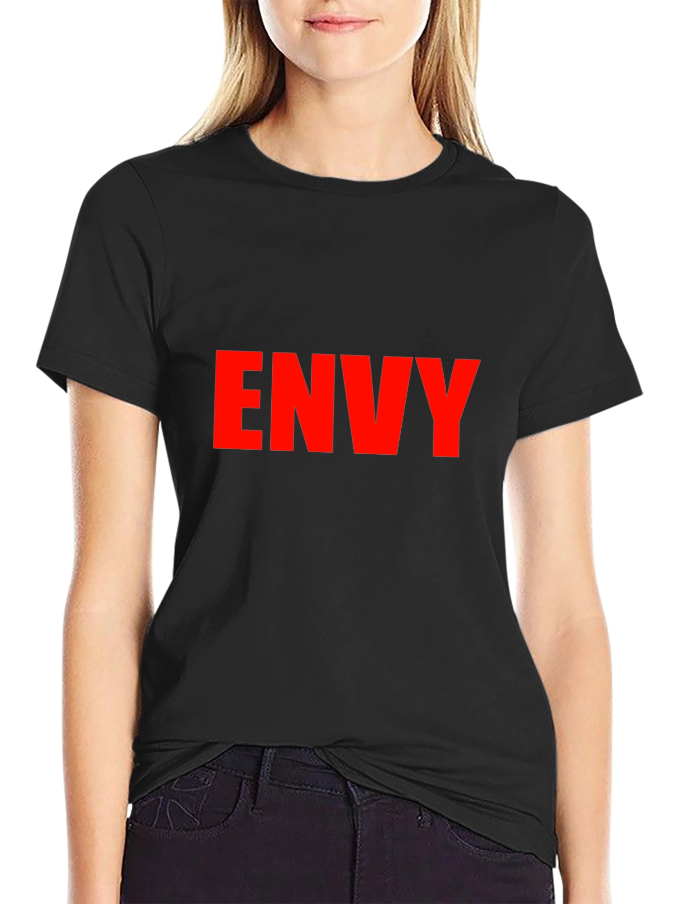 Envy Graphic Tee - Bold Red Text on Black