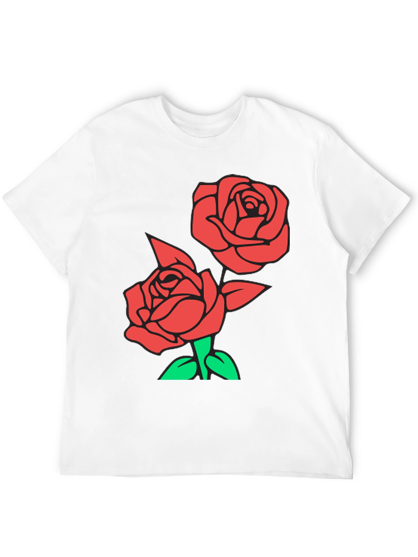Red Rose Graphic Black T-Shirt