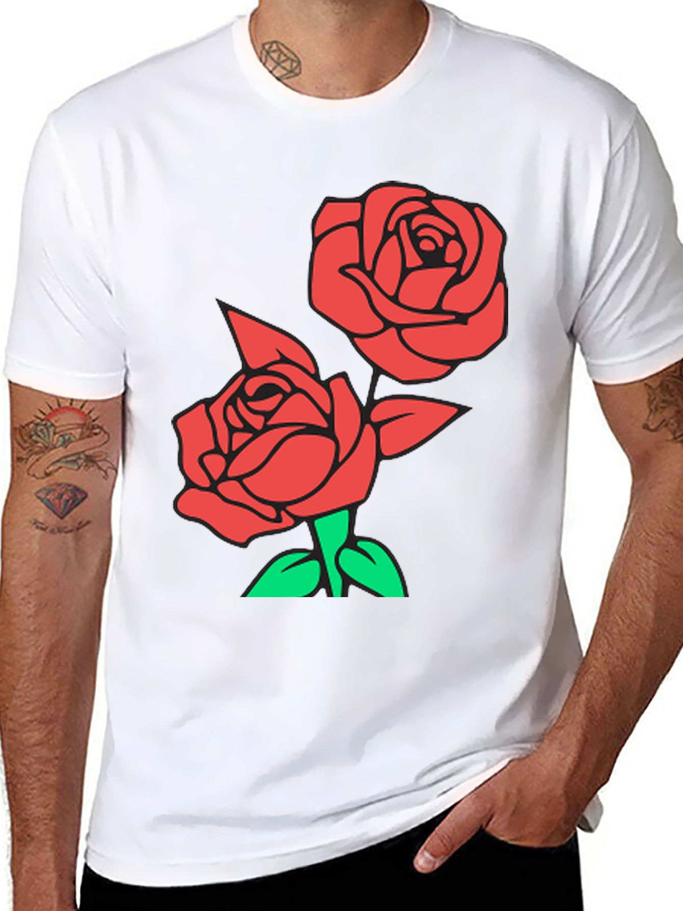 Red Rose Graphic Black T-Shirt