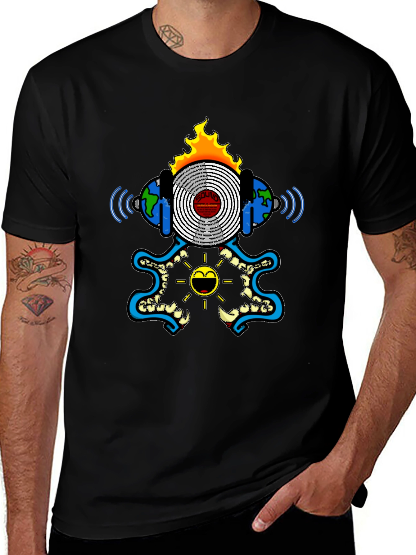Black Graphic Tee - Soundwave Design