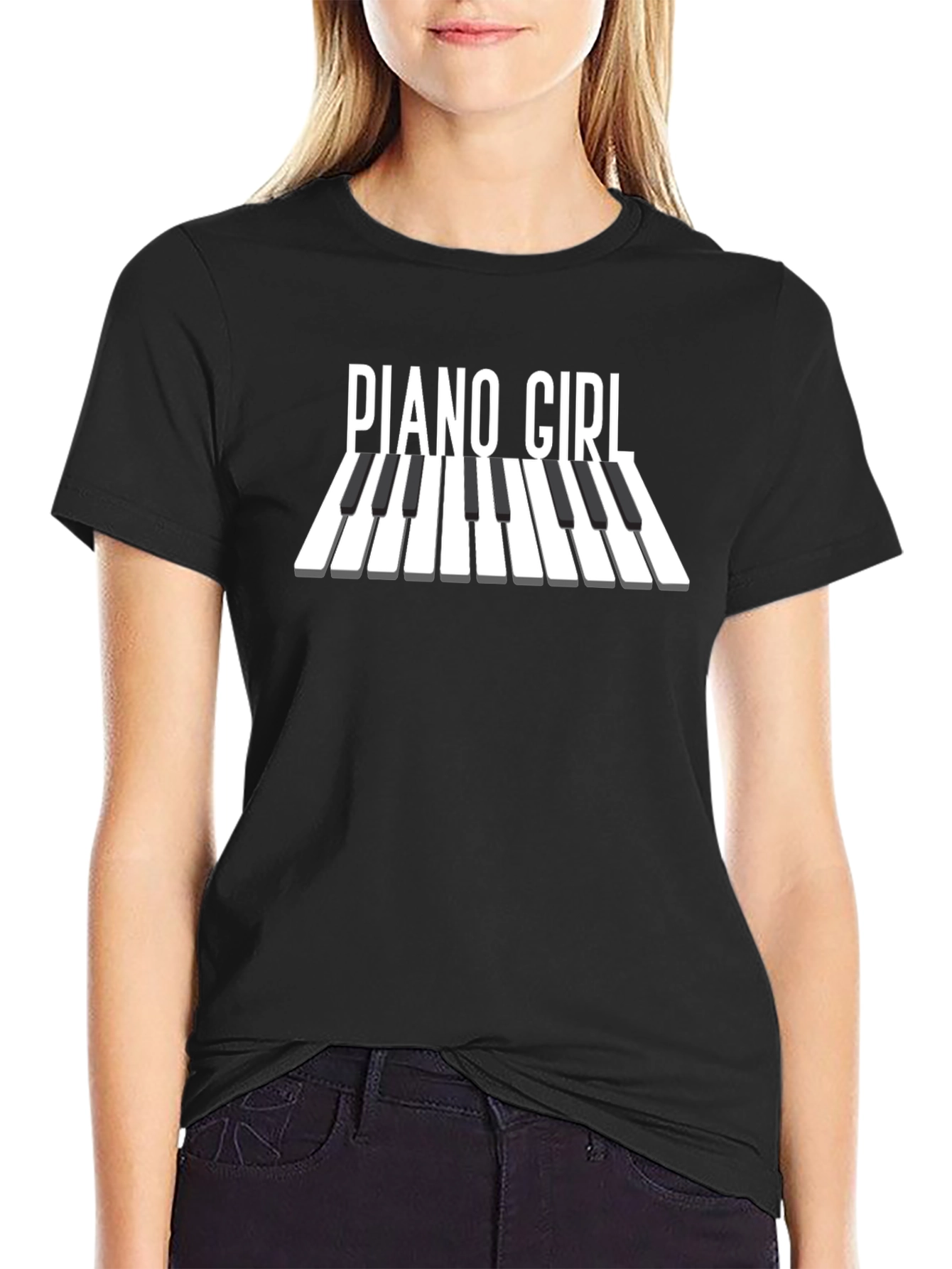 Piano Girl Graphic T-Shirt - Music Lover Tee