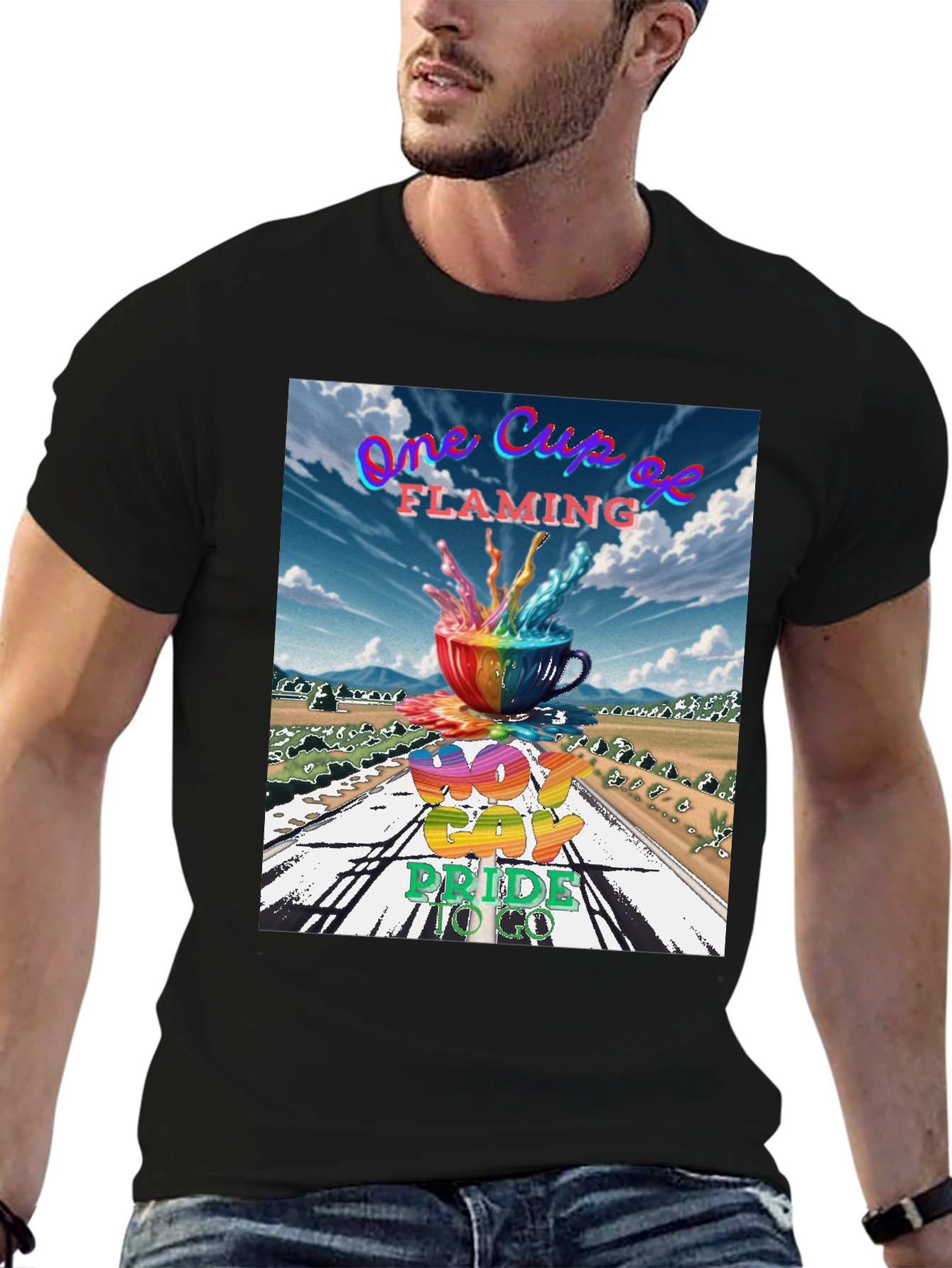One Cup of Flaming Gay Pride T-Shirt