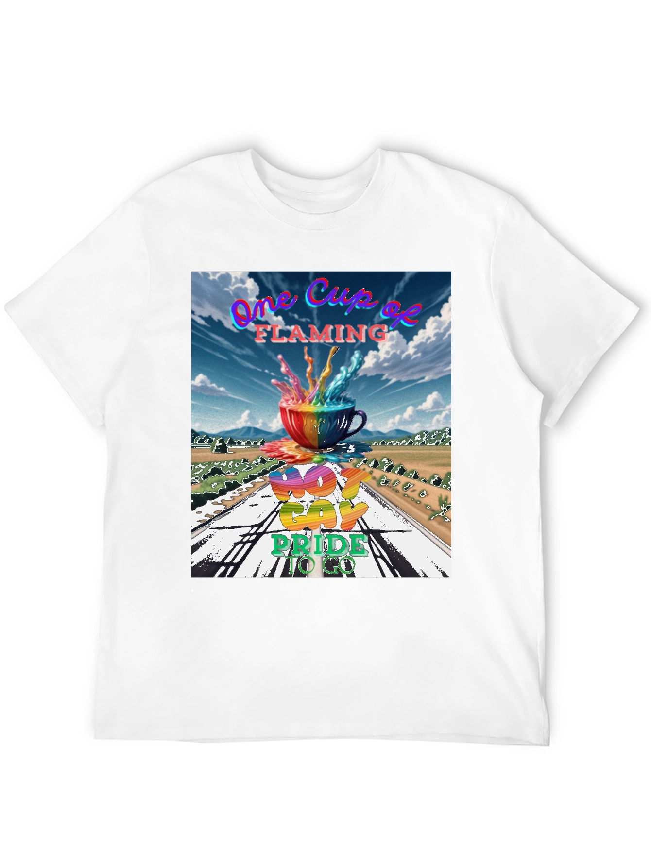 One Cup of Flaming Gay Pride T-Shirt