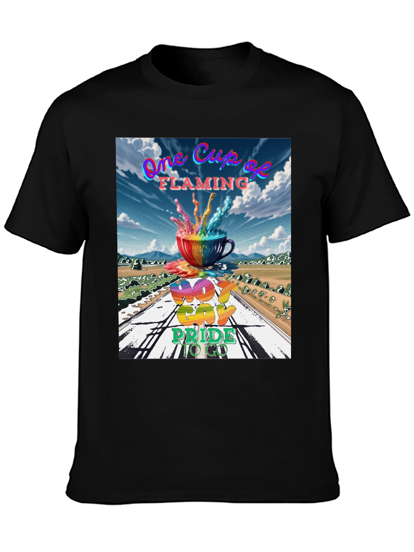 One Cup of Flaming Gay Pride T-Shirt