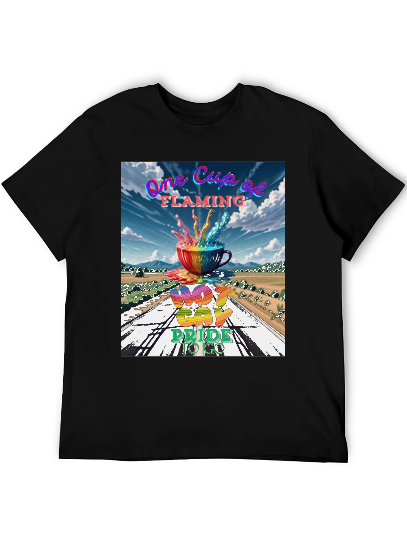 One Cup of Flaming Gay Pride T-Shirt