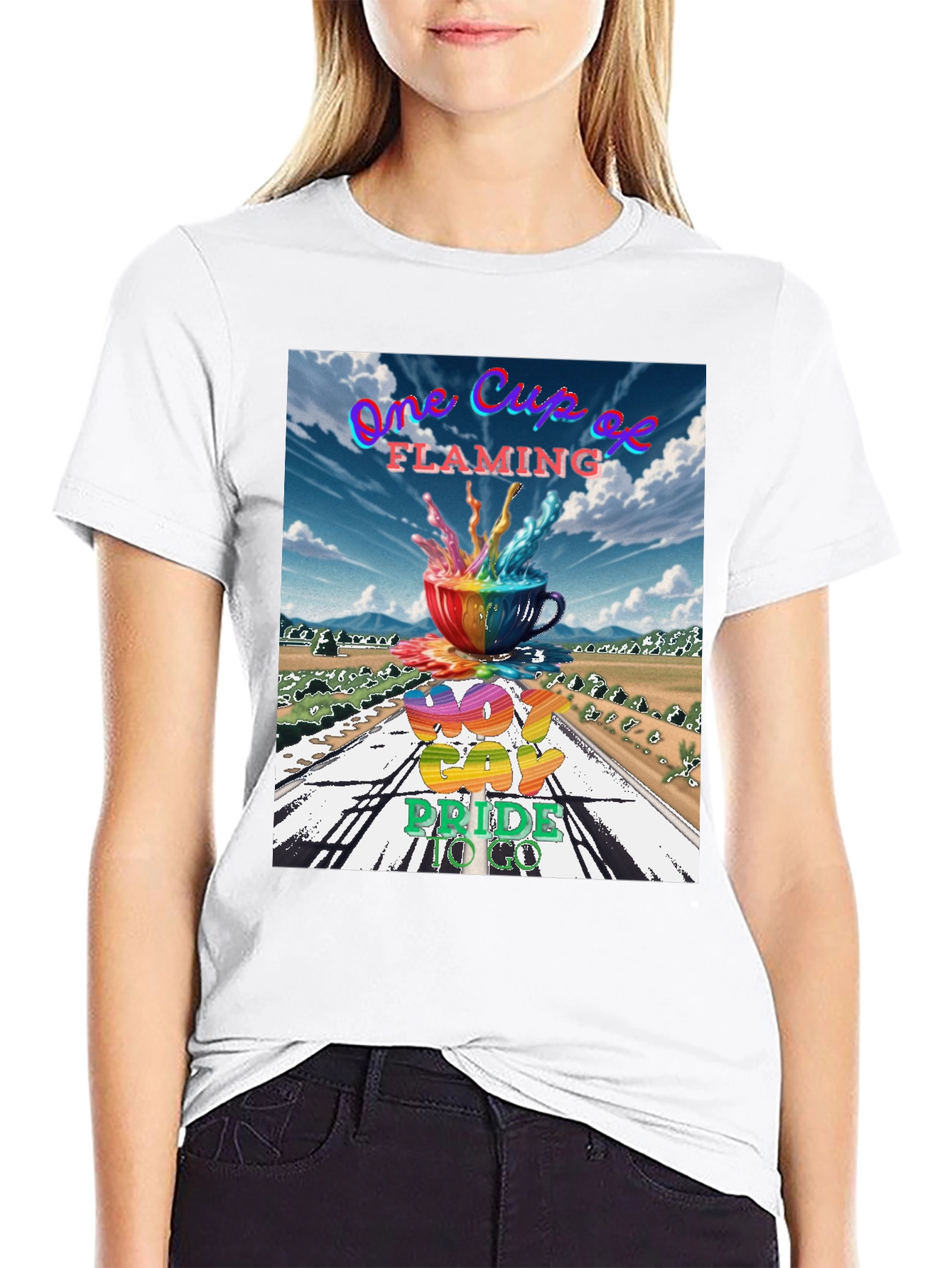 One Cup of Flaming Gay Pride T-Shirt