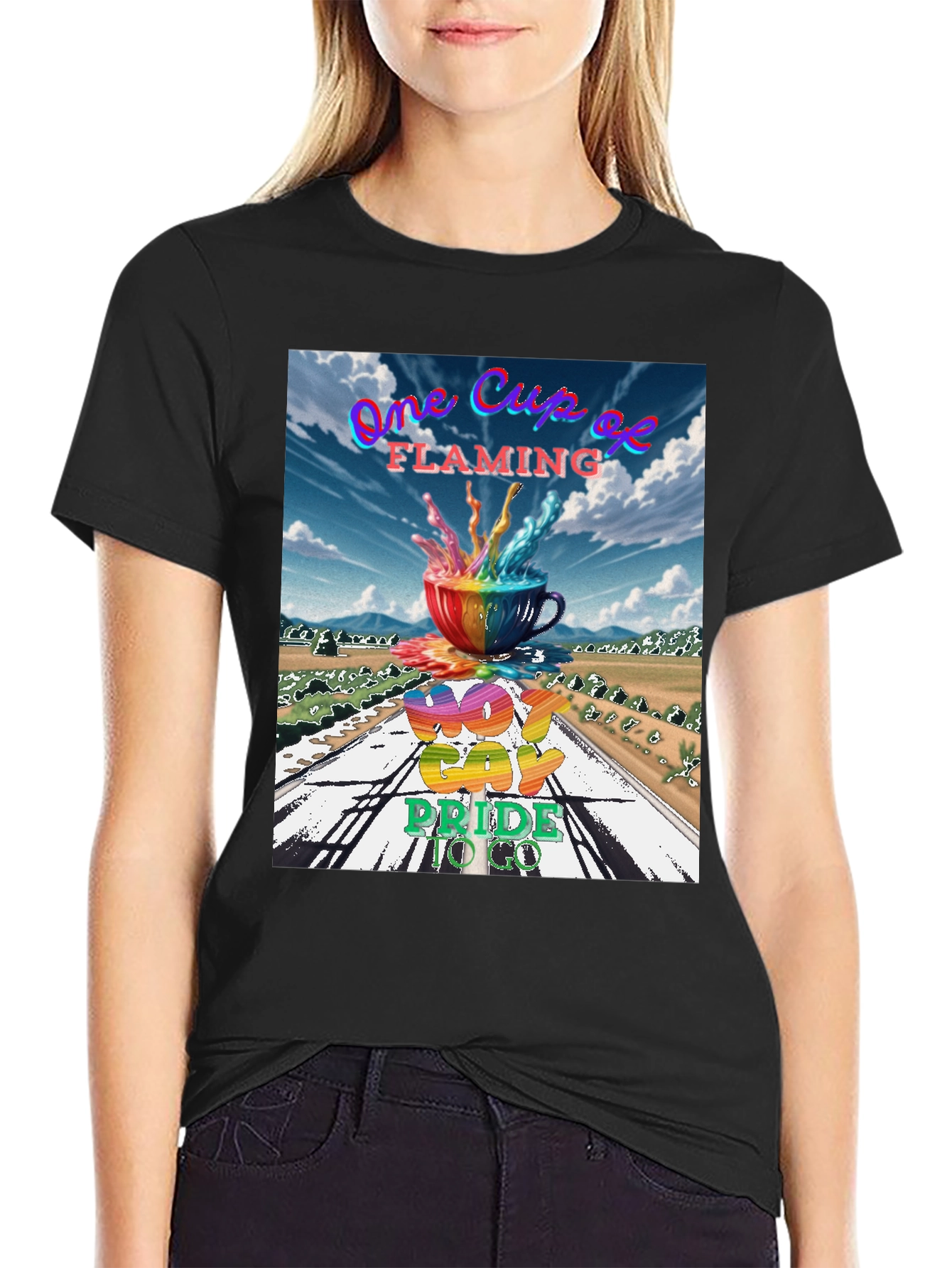 One Cup of Flaming Gay Pride T-Shirt
