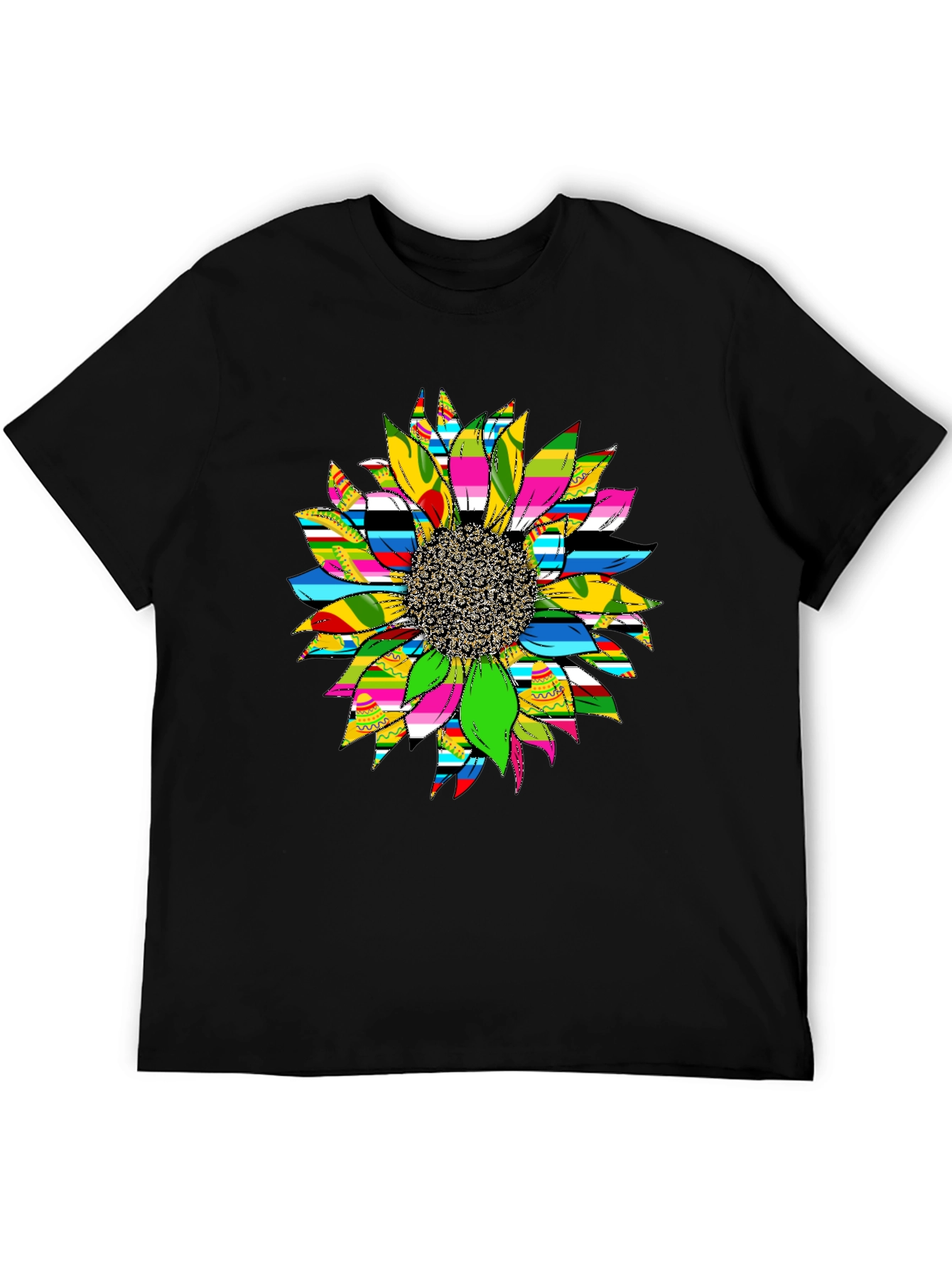Sunflower Graphic Print Black T-Shirt