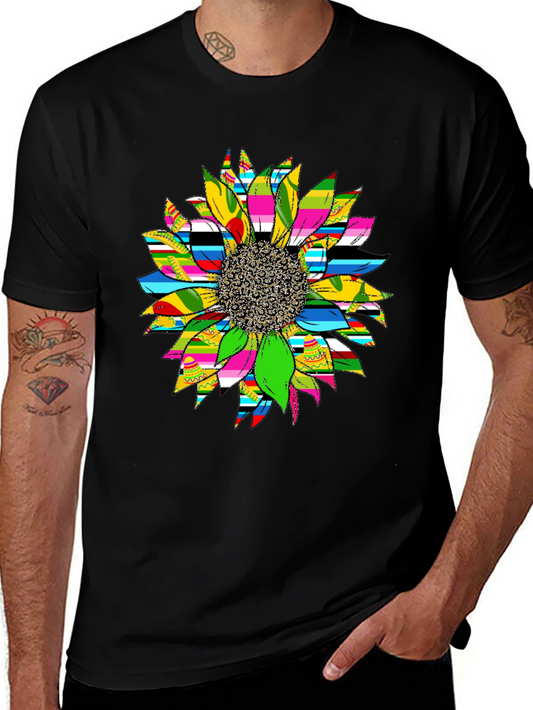 Sunflower Graphic Print Black T-Shirt