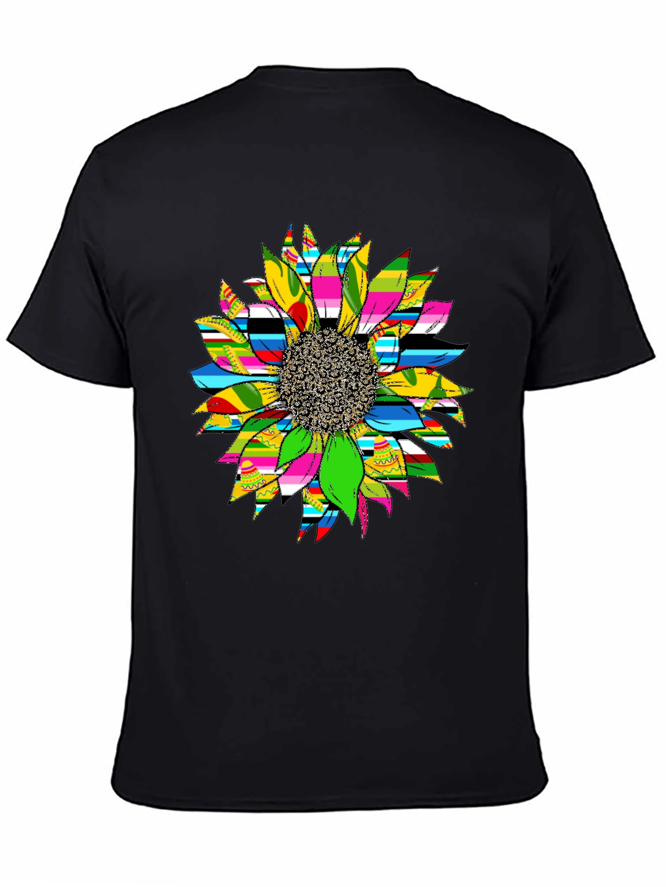 Sunflower Graphic Print Black T-Shirt
