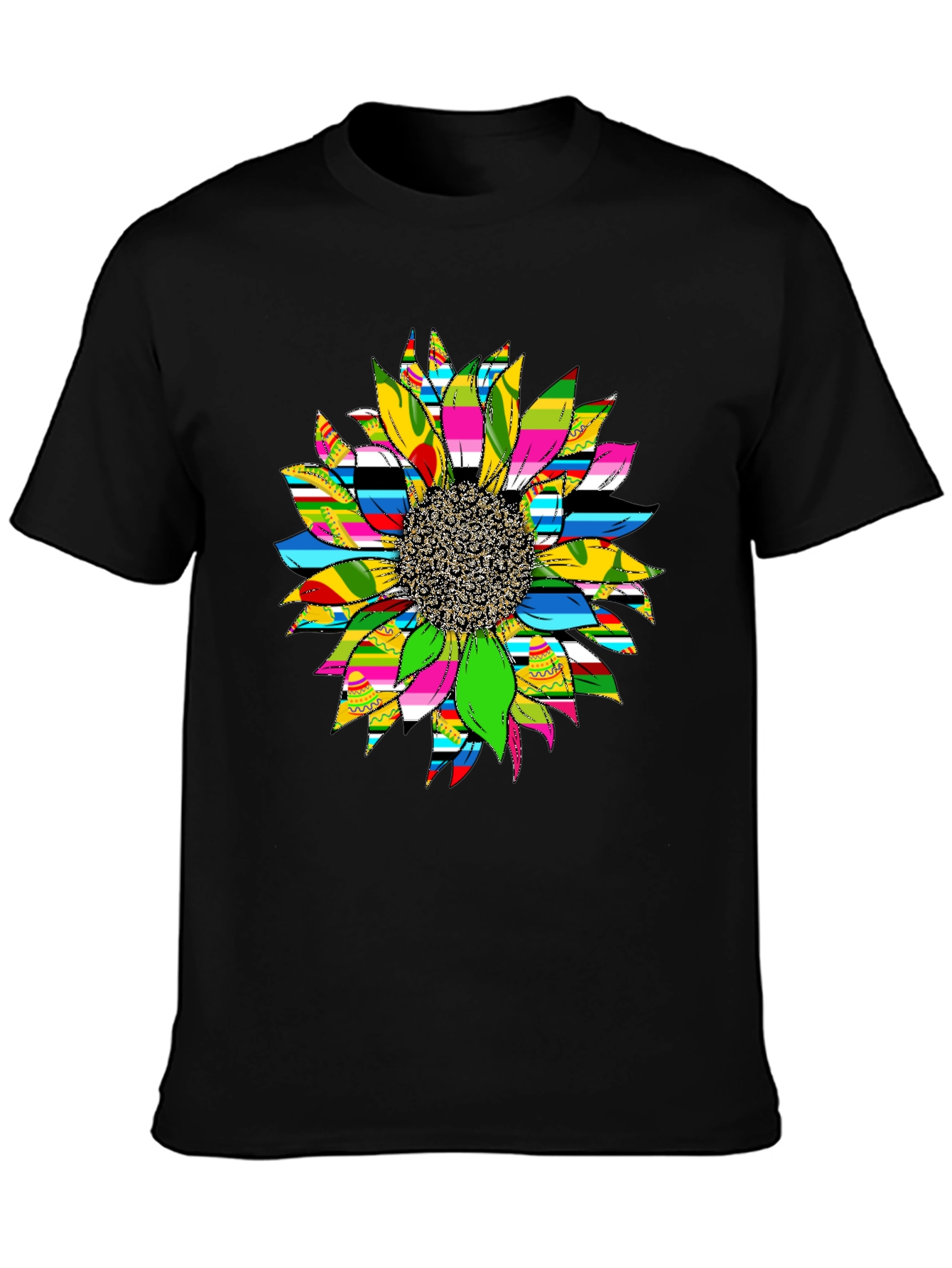 Sunflower Graphic Print Black T-Shirt