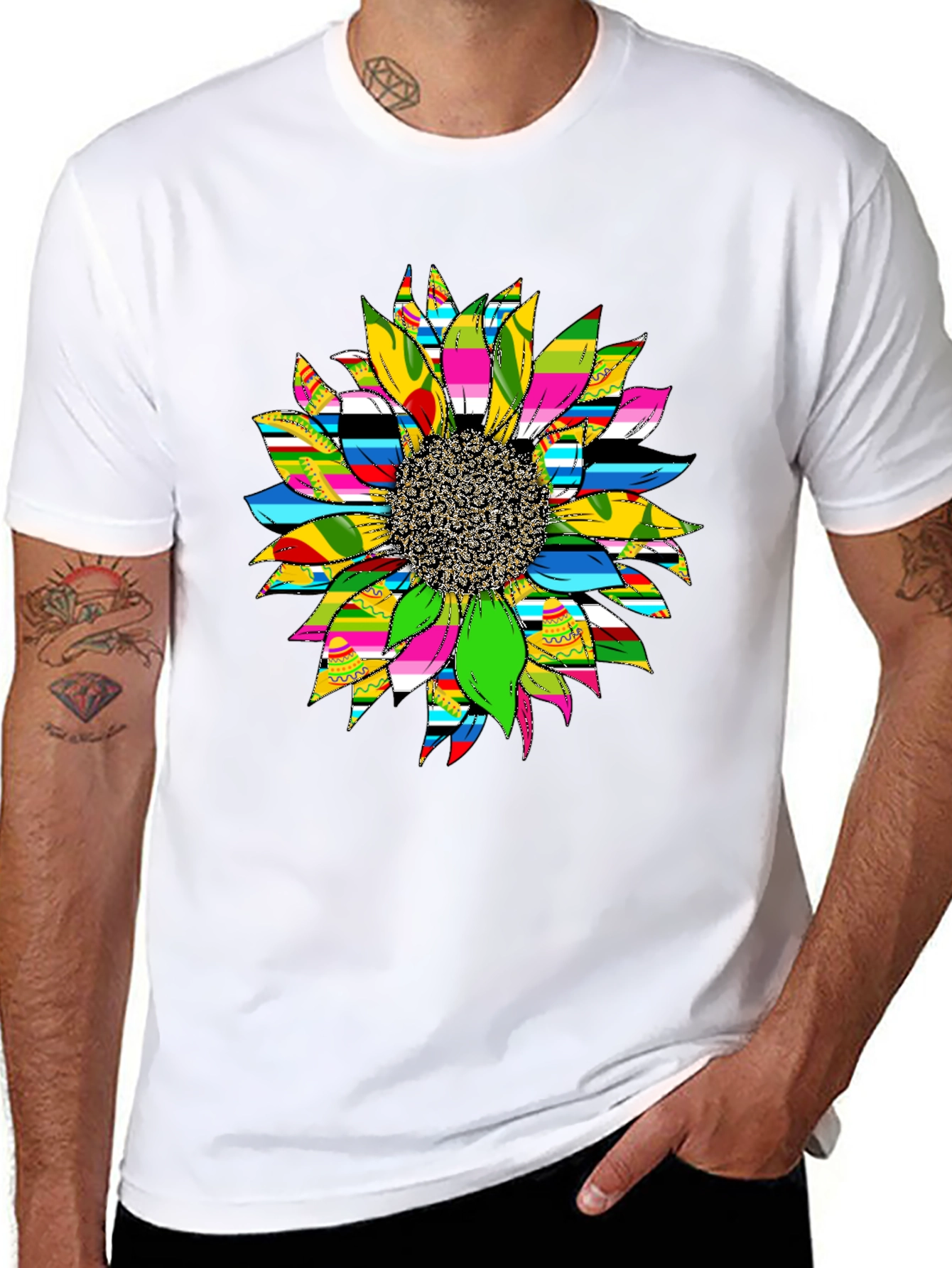 Sunflower Graphic Print Black T-Shirt