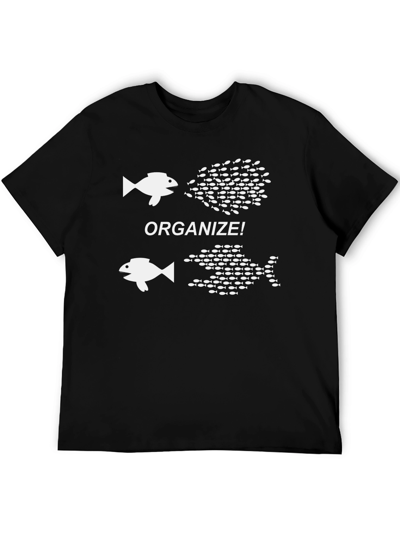 Organize! Fish Graphic Print Crew Neck T-Shirt