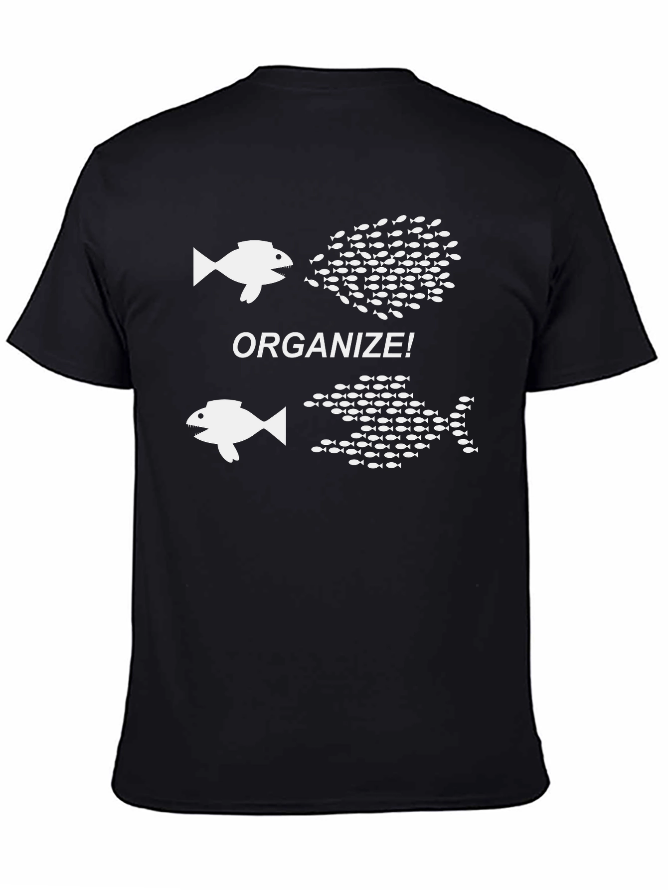 Organize! Fish Graphic Print Crew Neck T-Shirt