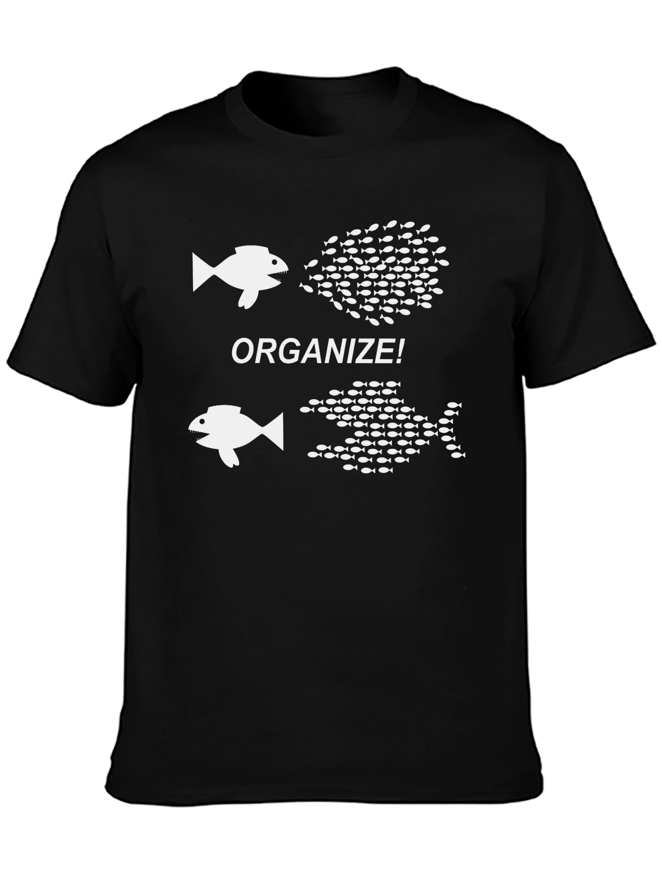 Organize! Fish Graphic Print Crew Neck T-Shirt