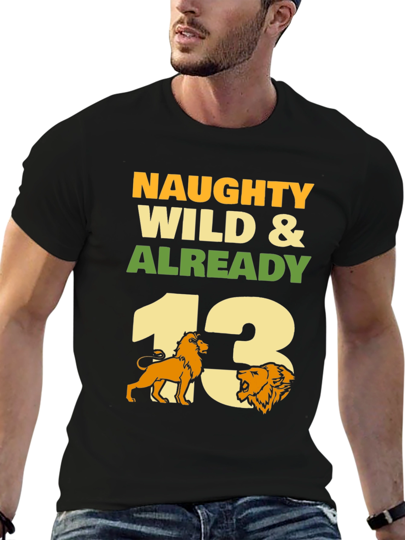 Naughty Wild 13th Birthday Lion Graphic Tee