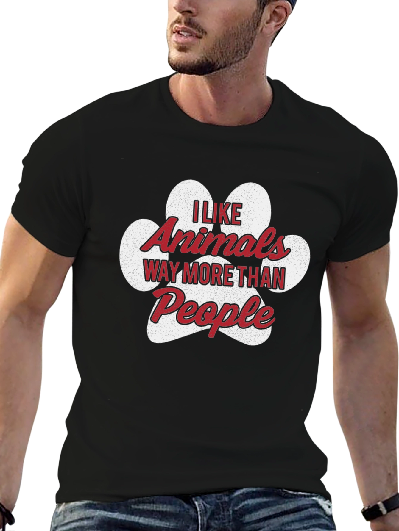 I Like Animals More Than People Black T-Shirt