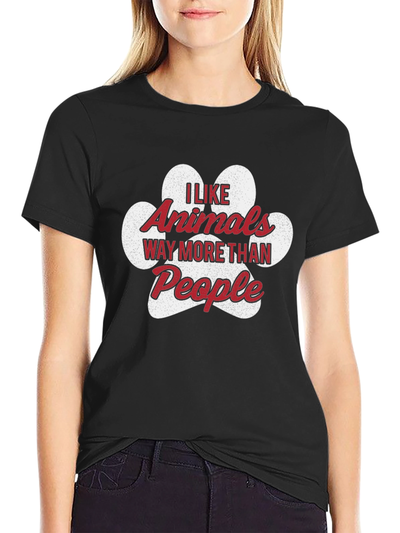 I Like Animals More Than People Black T-Shirt
