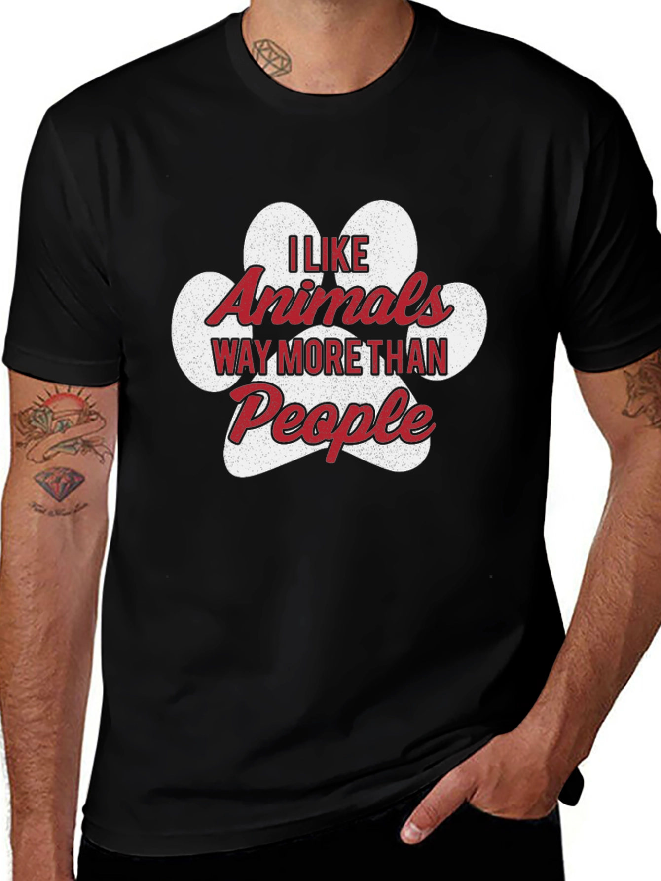 I Like Animals More Than People Black T-Shirt