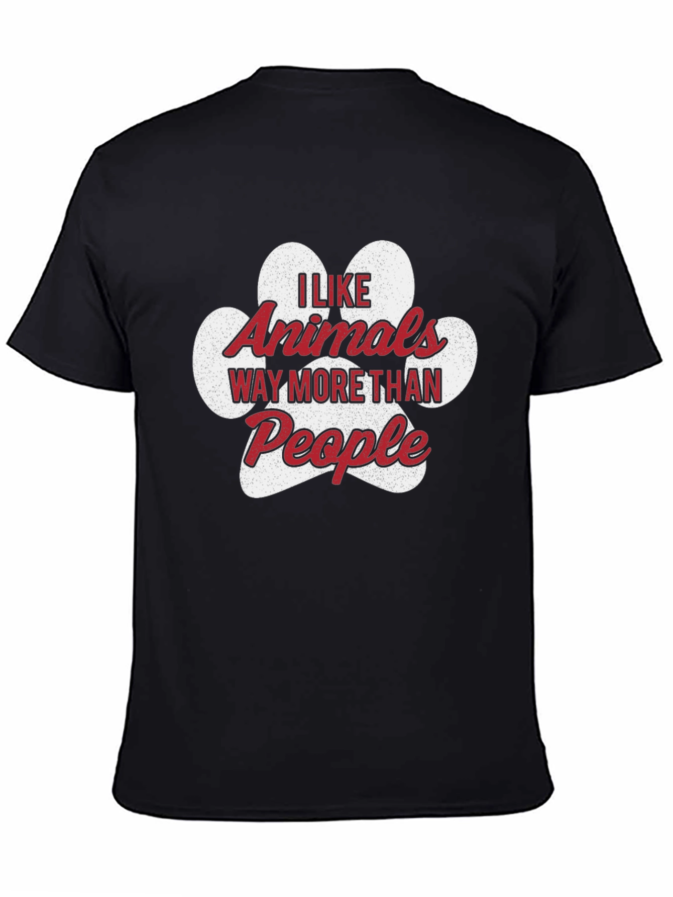 I Like Animals More Than People Black T-Shirt