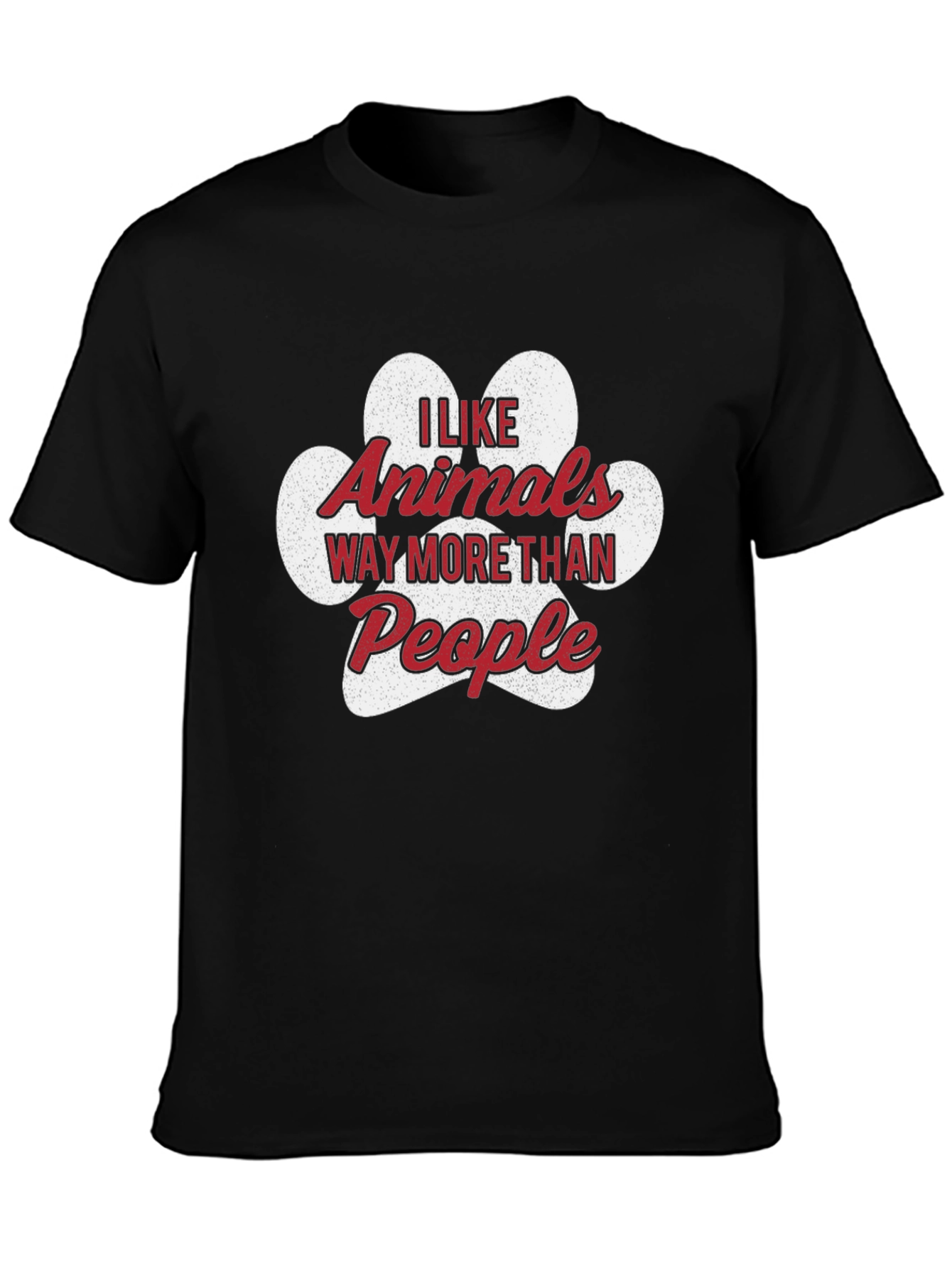 I Like Animals More Than People Black T-Shirt