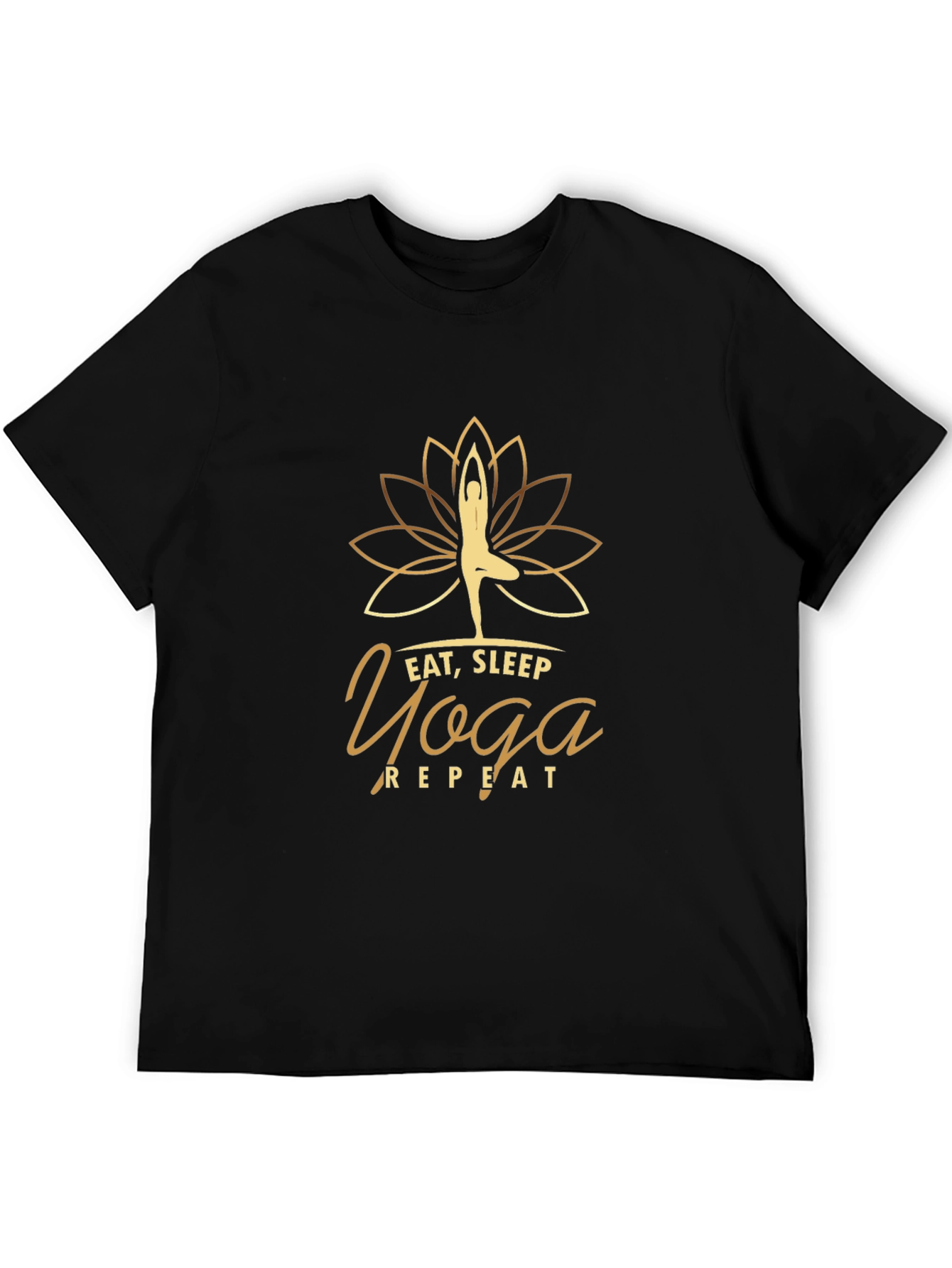 Eat Sleep Yoga Repeat Graphic T-Shirt - Black