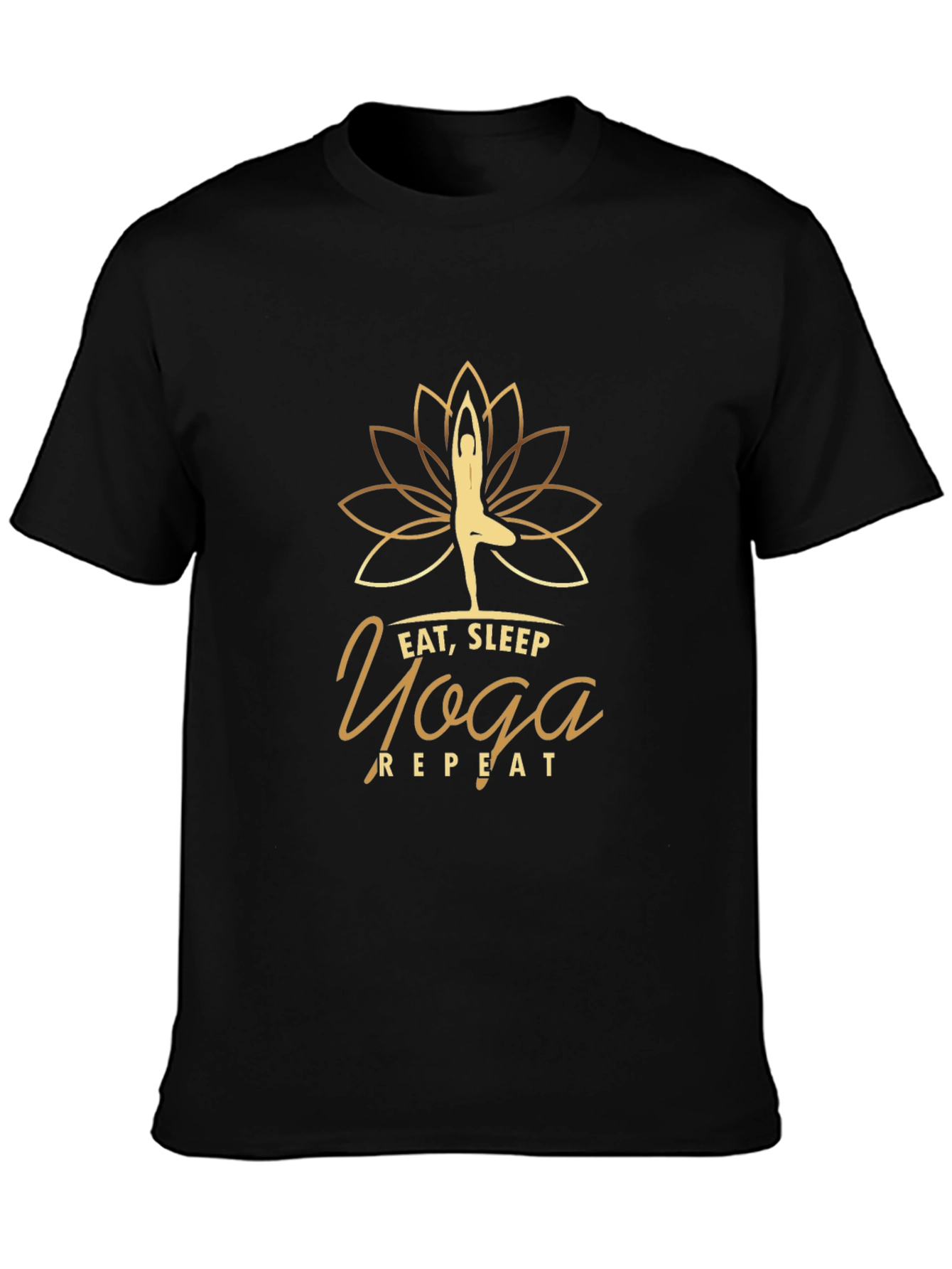 Eat Sleep Yoga Repeat Graphic T-Shirt - Black