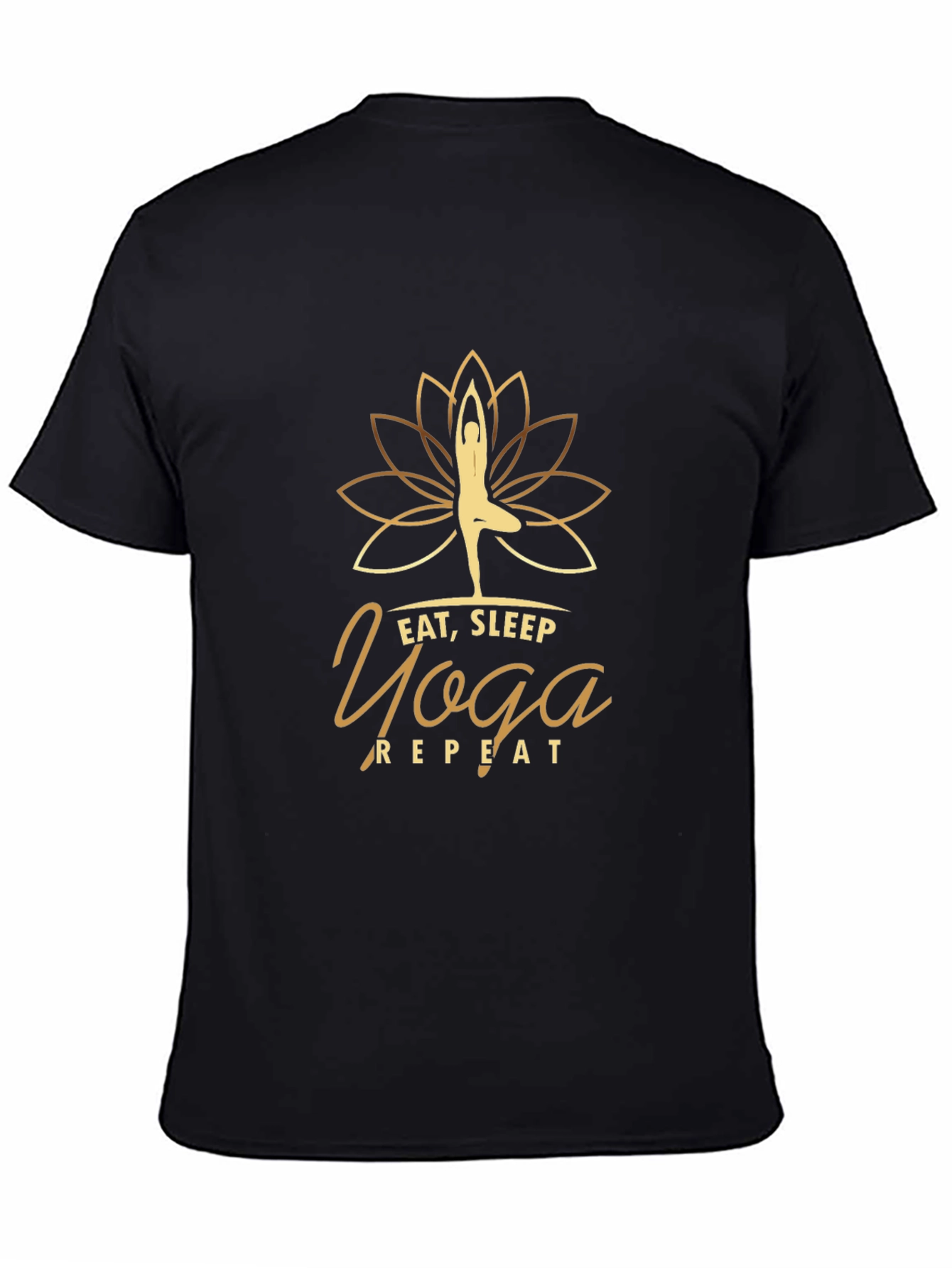 Eat Sleep Yoga Repeat Graphic T-Shirt - Black
