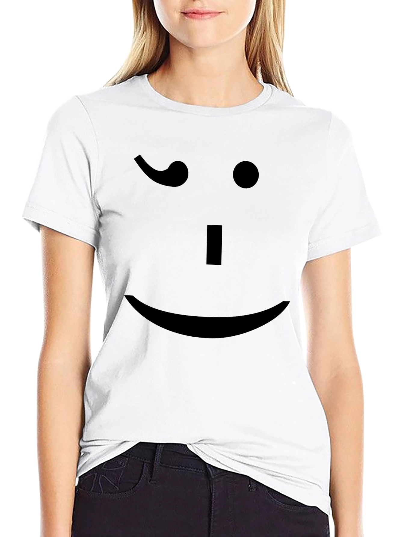 Winking Face Black T-Shirt - Mens Fun Tee