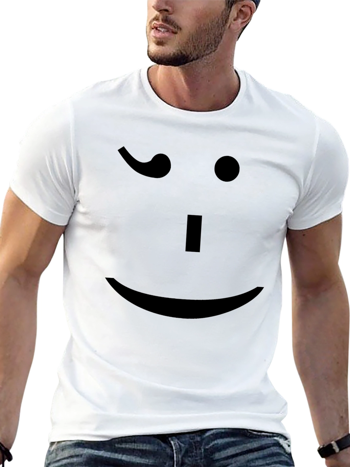 Winking Face Black T-Shirt - Mens Fun Tee