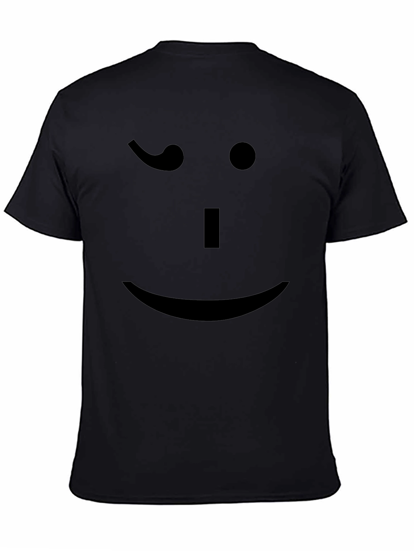 Winking Face Black T-Shirt - Mens Fun Tee