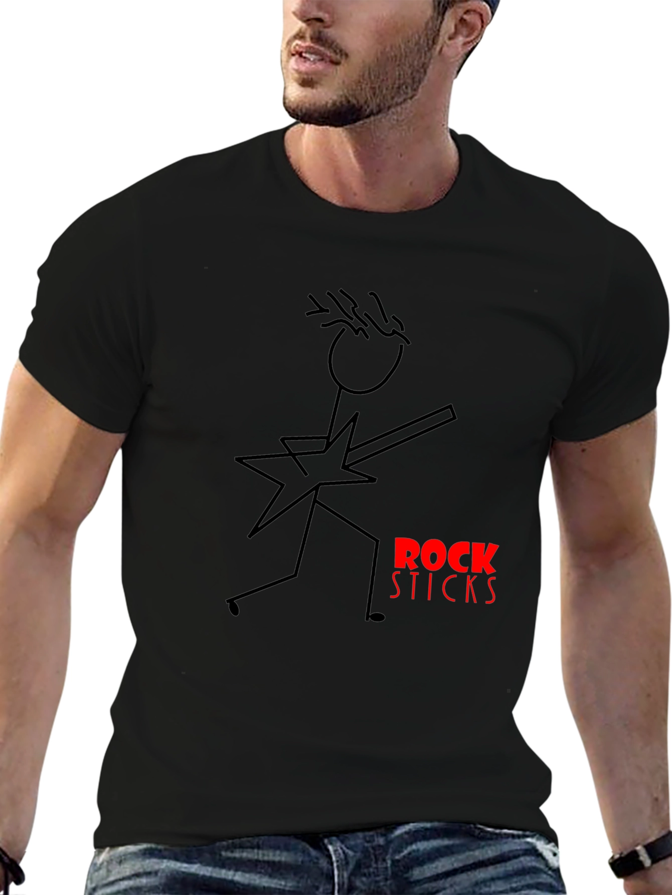 Rock Sticks Graphic Black T-Shirt