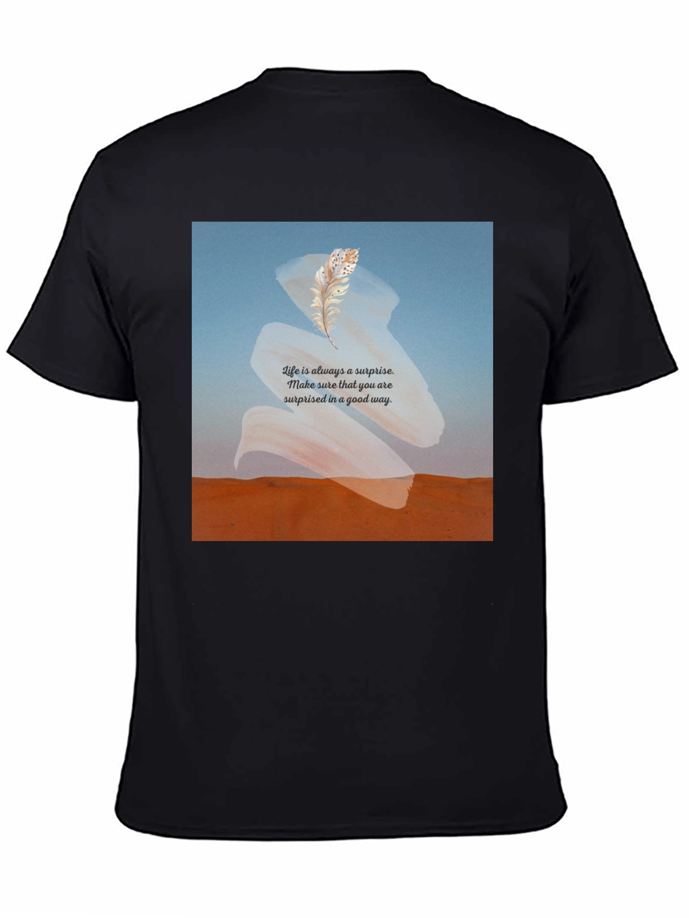 Surprise Feather T-Shirt -  Comfortable Black Tee