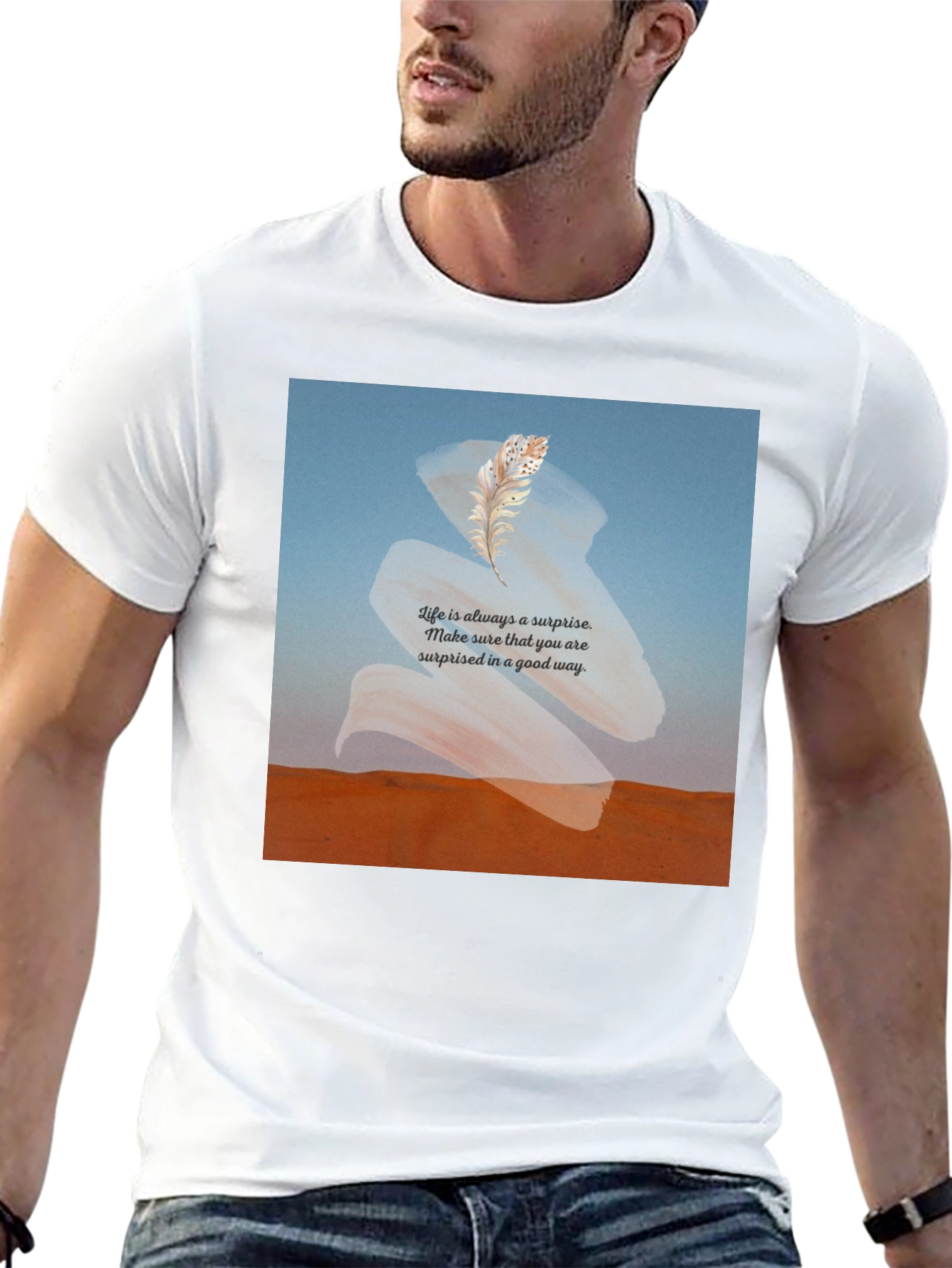 Surprise Feather T-Shirt -  Comfortable Black Tee