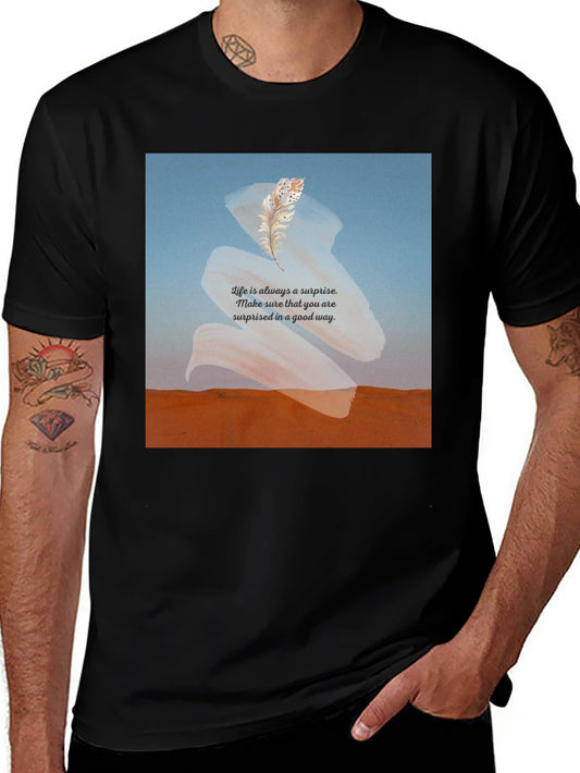 Surprise Feather T-Shirt -  Comfortable Black Tee