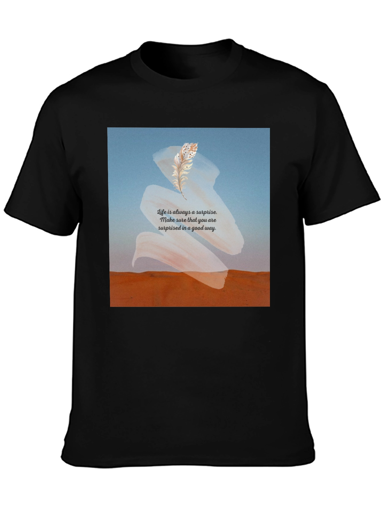 Surprise Feather T-Shirt -  Comfortable Black Tee