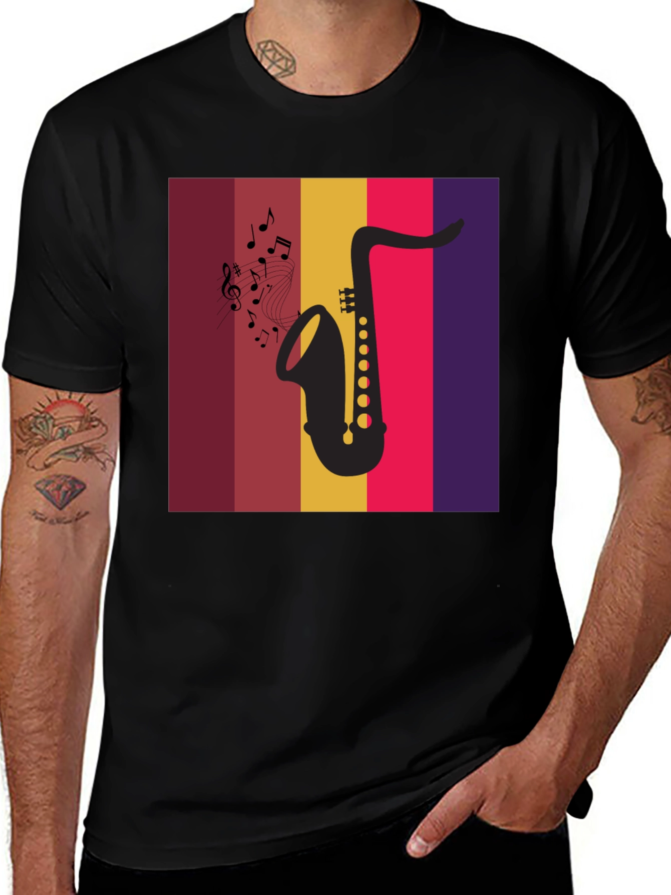 Saxophone Music Graphic Tee - Retro Style