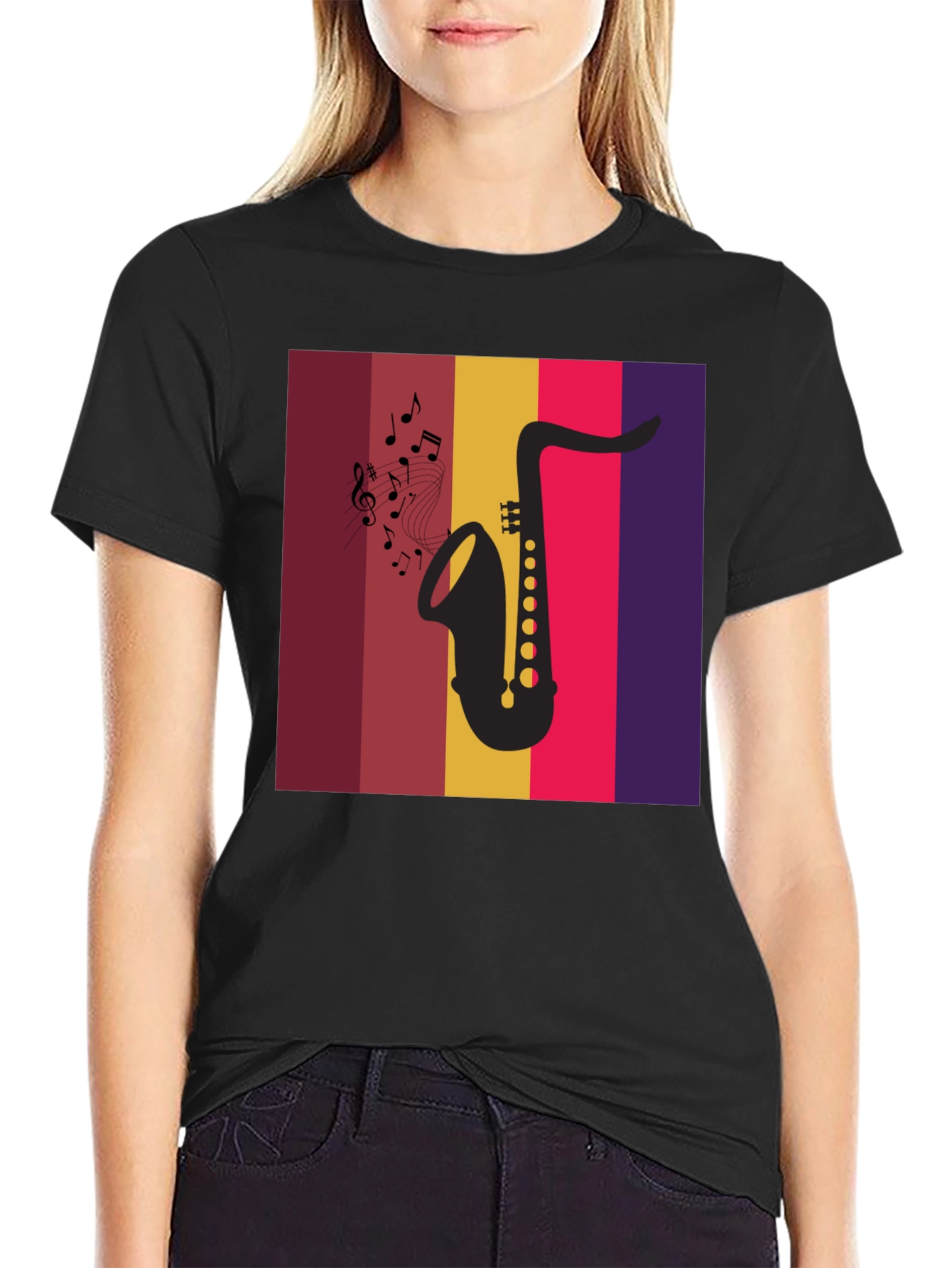 Saxophone Music Graphic Tee - Retro Style