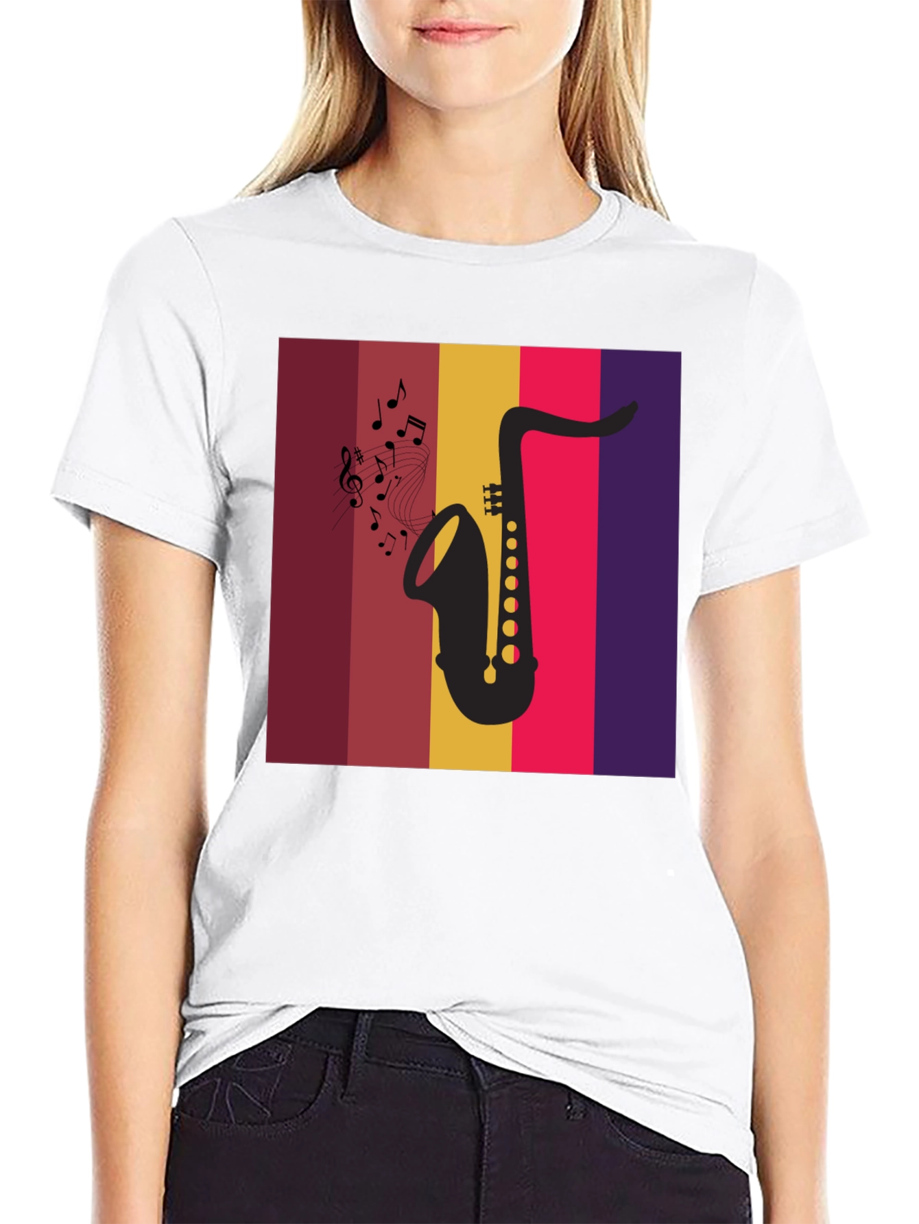 Saxophone Music Graphic Tee - Retro Style