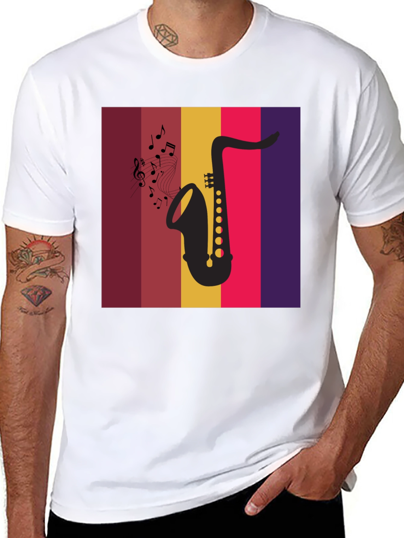 Saxophone Music Graphic Tee - Retro Style