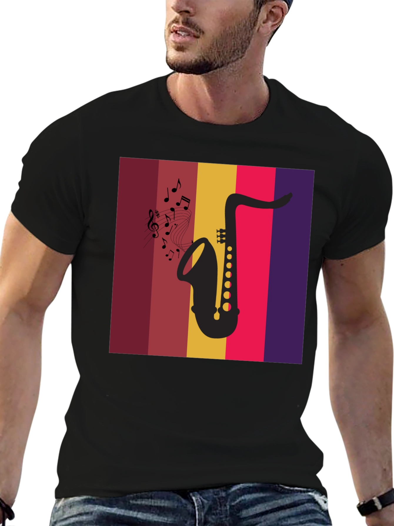 Saxophone Music Graphic Tee - Retro Style